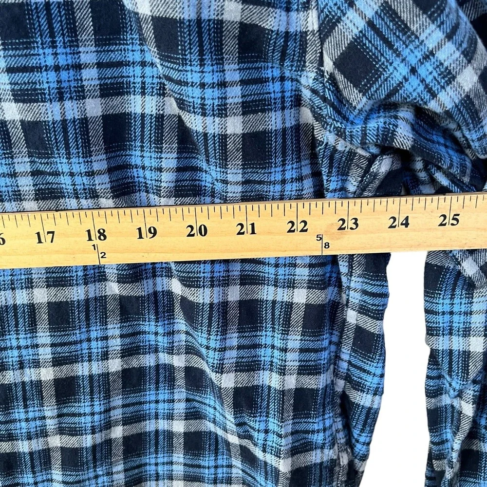 Eddie Bauer Flannel Shirt Mens XXL Blue Plaid Long Sleeve Camp Workwear Button